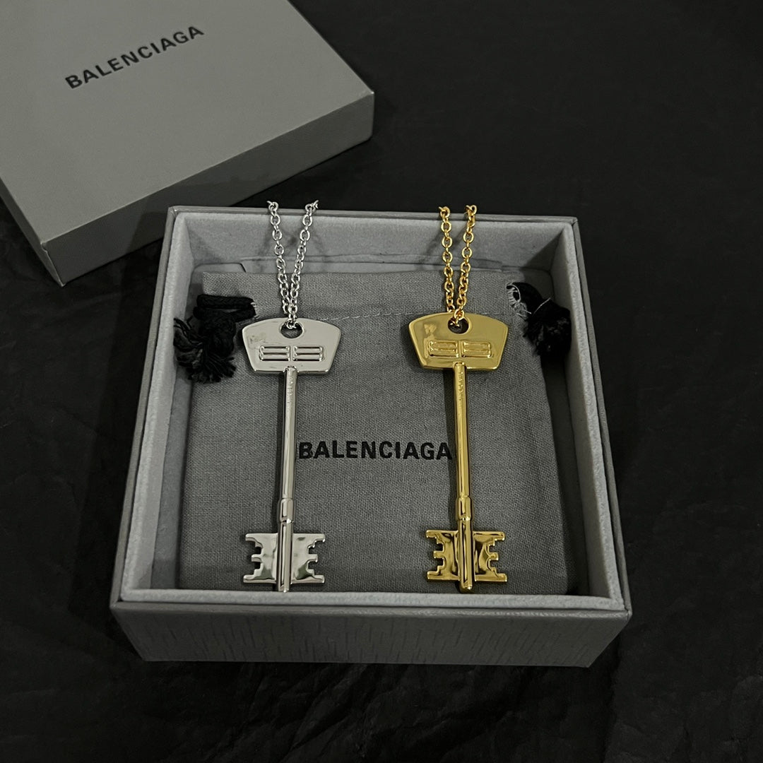 Geometric Emblem Pendant Necklace in Polished Metal-Tone – Design 086 styled product view