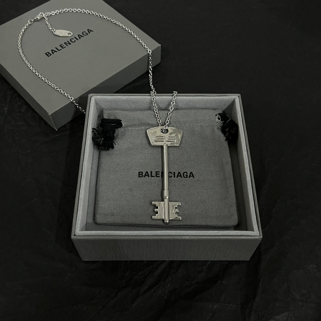 Geometric Emblem Pendant Necklace in Polished Metal-Tone – Design 086 side detail
