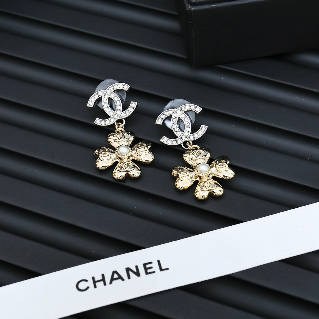 Double-C Emblem Statement Earrings in Silver-Tone – Design 001 main product view