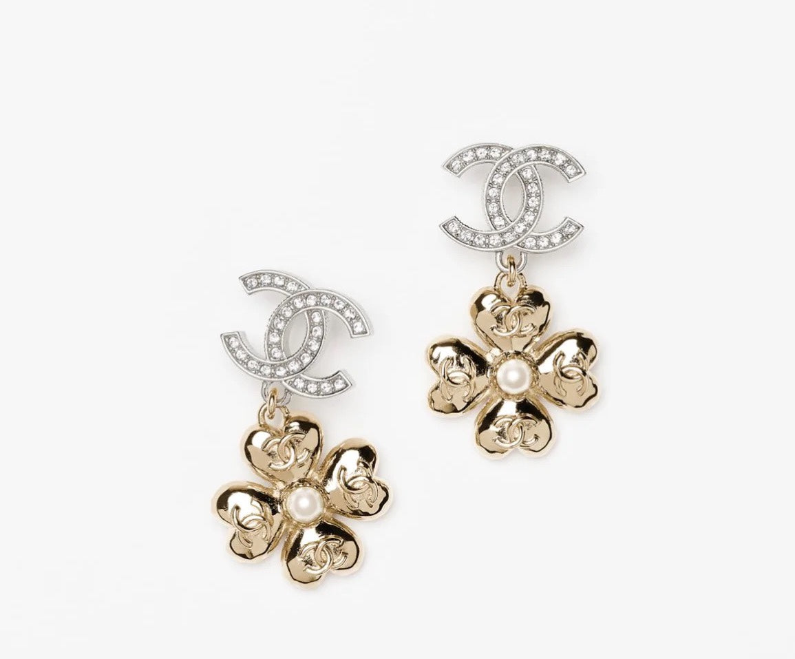 Double-C Emblem Statement Earrings in Silver-Tone – Design 001 main product view