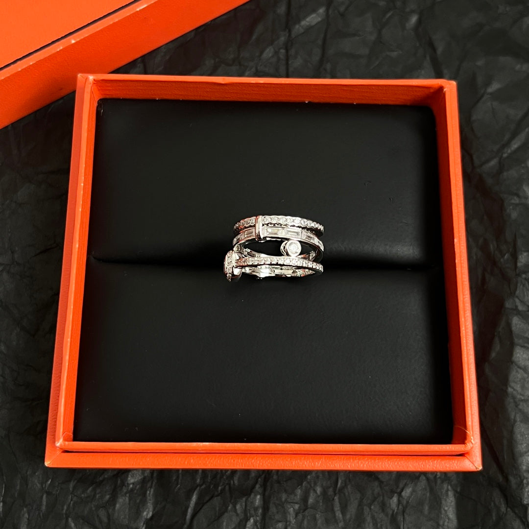 Signature Emblem Statement Ring in Polished Metal-Tone – Design 025 front product view