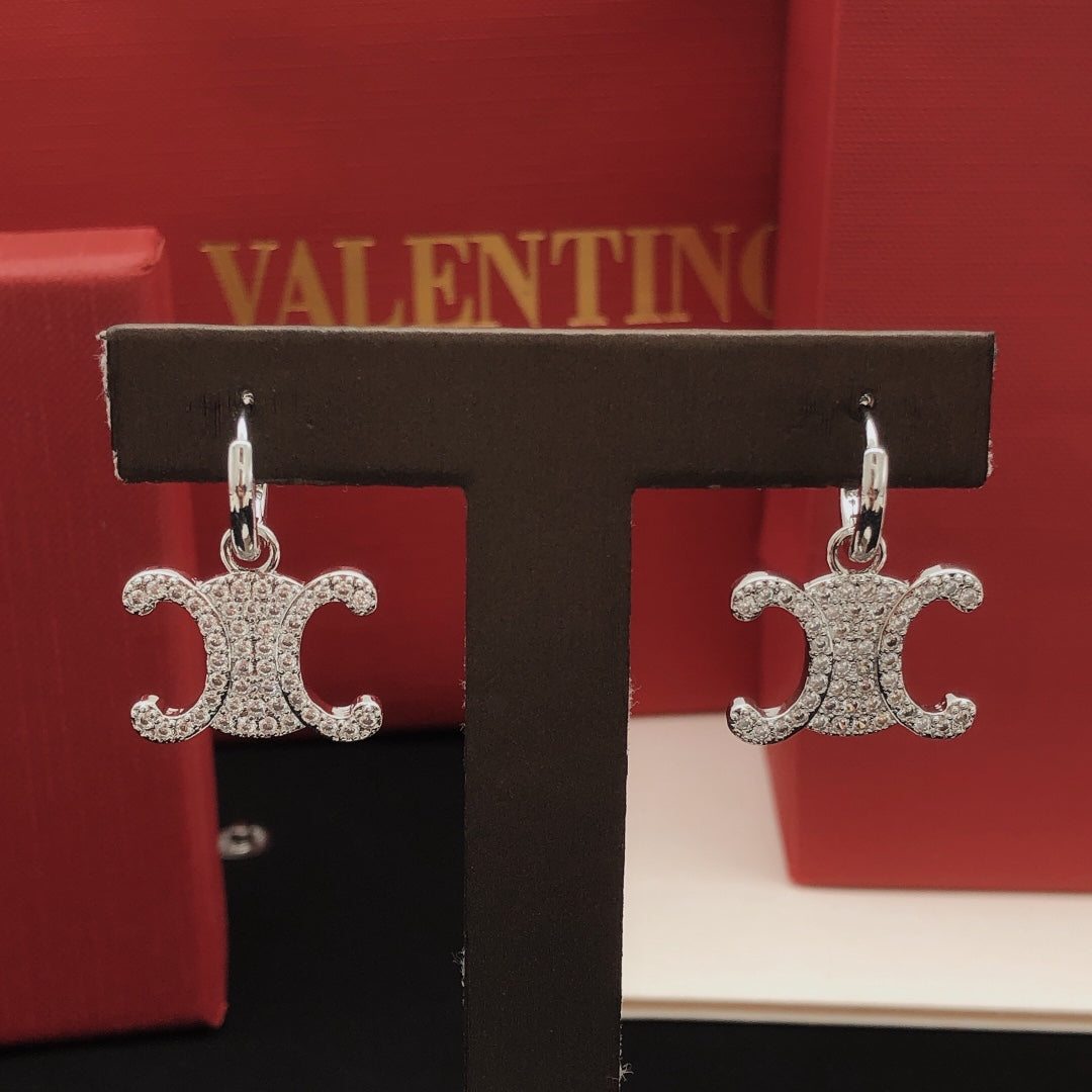 Signature Emblem Crystal-Accent Drop Earrings side detail