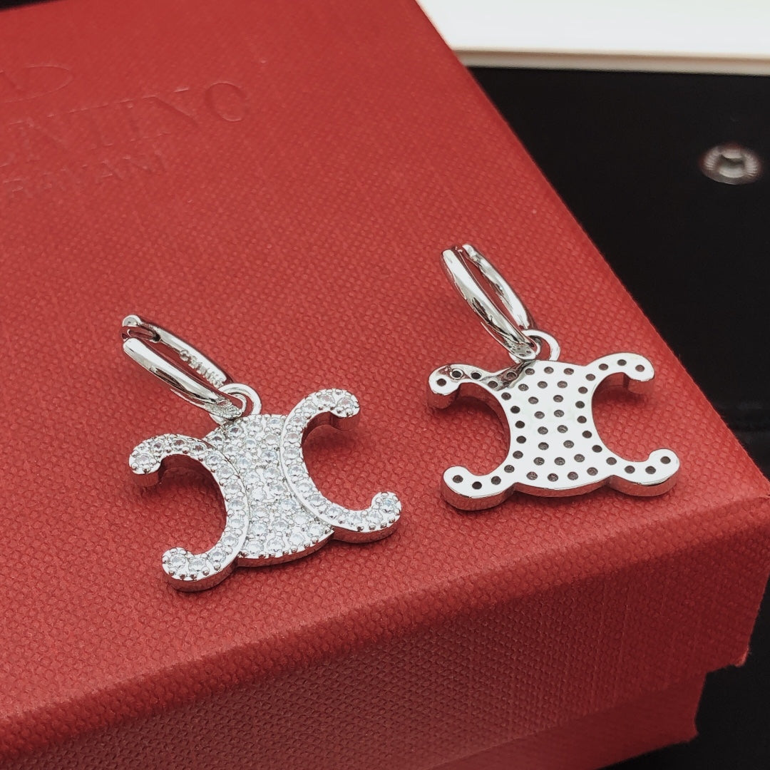 Signature Emblem Crystal-Accent Drop Earrings detail view