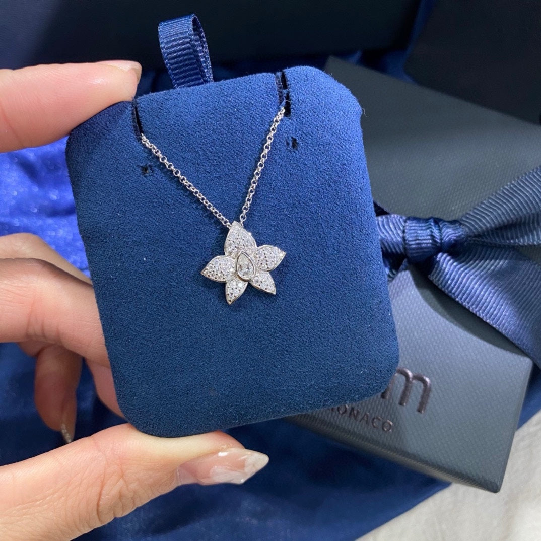 Floral Pendant Necklace in Silver-Tone main product view