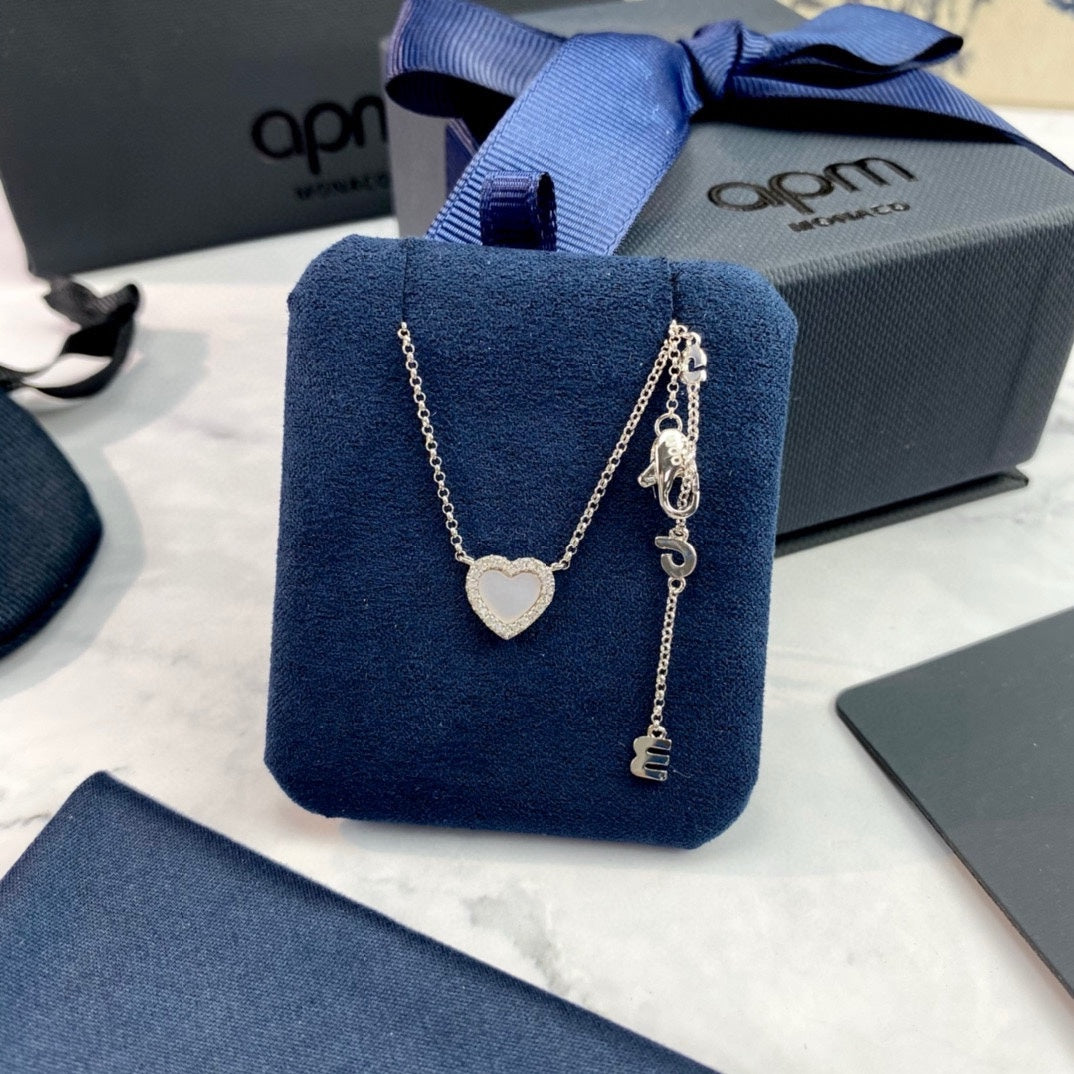 Adjustable Heart Pendant Necklace in Polished Metal-Tone front product view