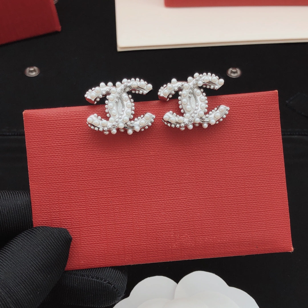 Signature Emblem Stud Earrings in Gold-Tone – Design 017 front product view