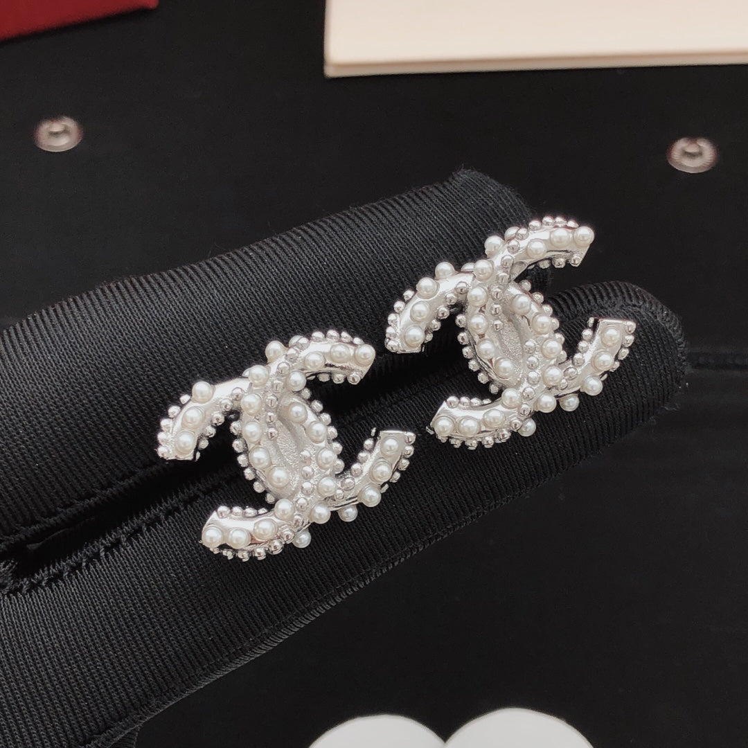 Signature Emblem Stud Earrings in Gold-Tone – Design 017 front product view