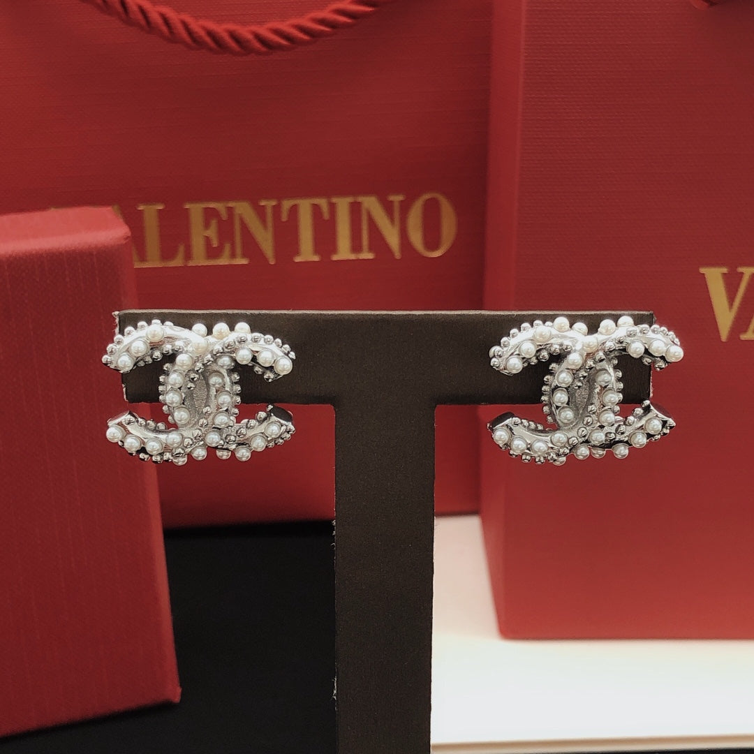 Signature Emblem Stud Earrings in Gold-Tone – Design 017 detail view