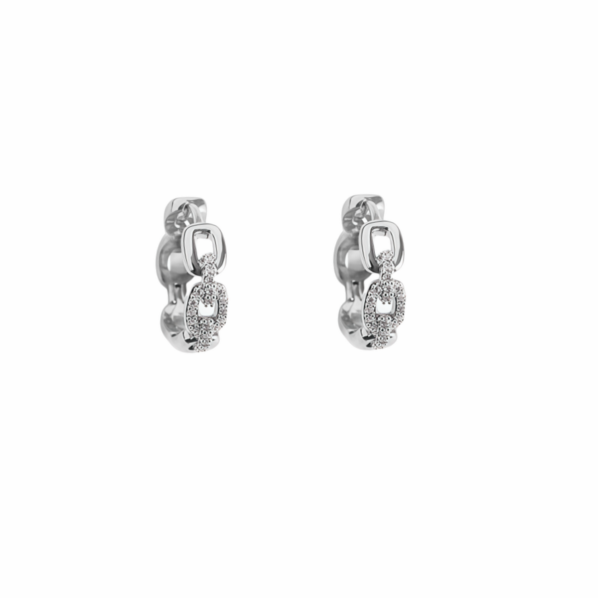 Signature Emblem Crystal-Accent Stud Earrings – Red Detail – Design 002 front product view