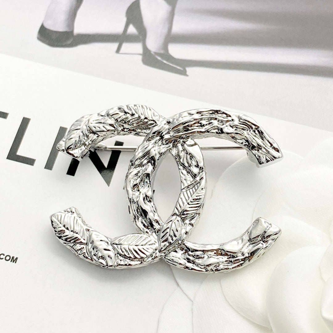 Double-C Emblem Brooch in Silver-Tone – Design 001 main product view