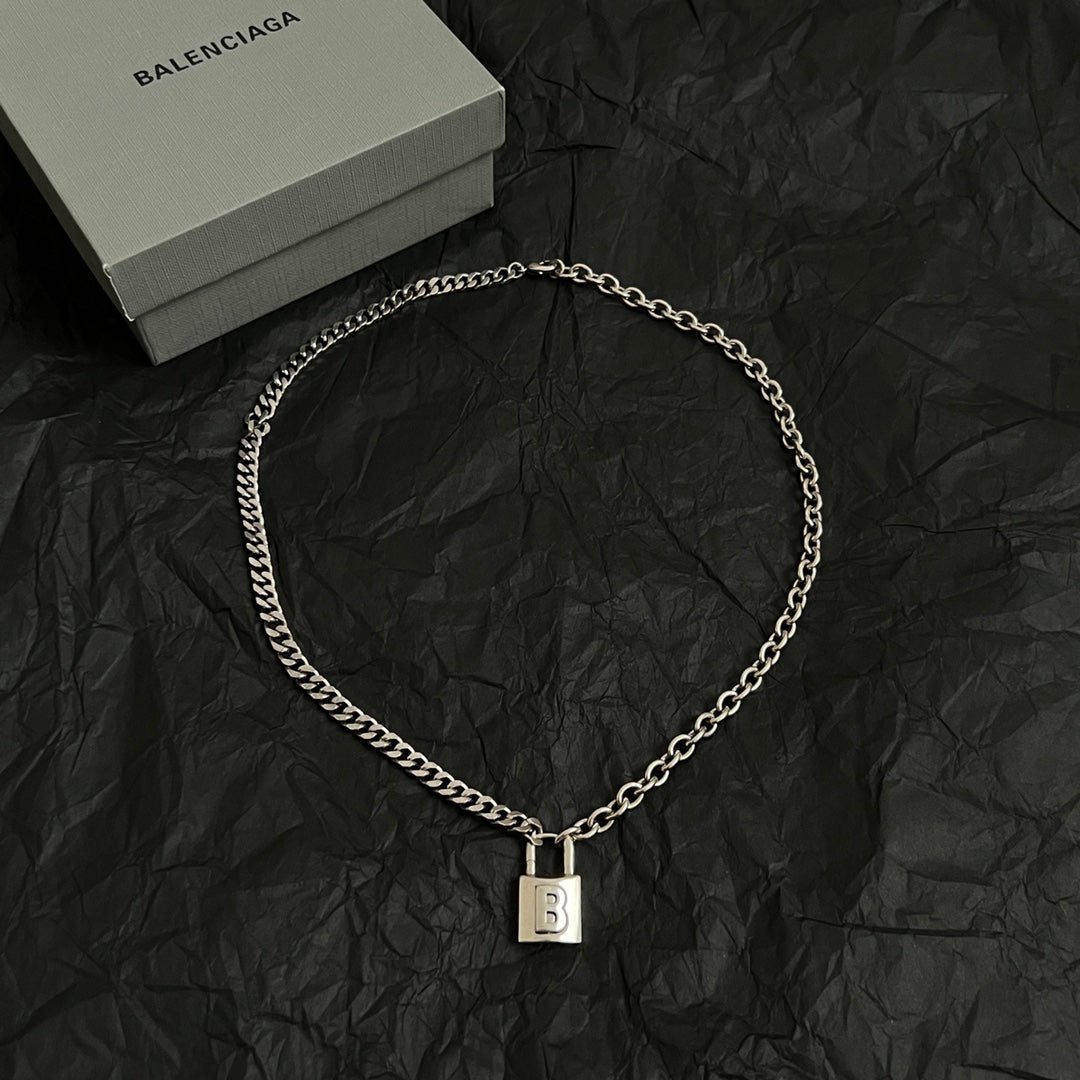Geometric Emblem Pendant Necklace in Polished Metal-Tone – Vintage Detail – Design 085 front product view