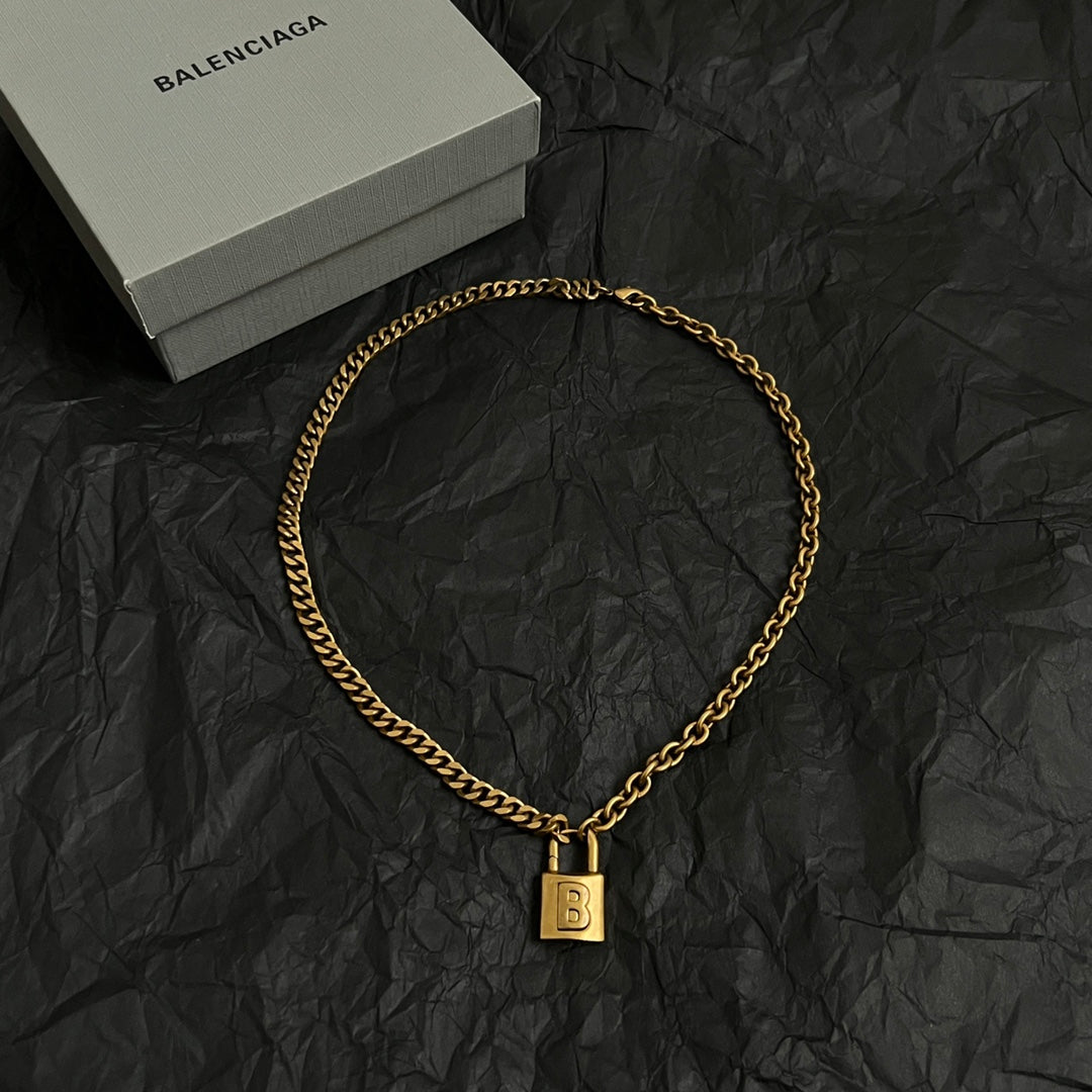 Geometric Emblem Pendant Necklace in Polished Metal-Tone – Vintage Detail – Design 084 front product view