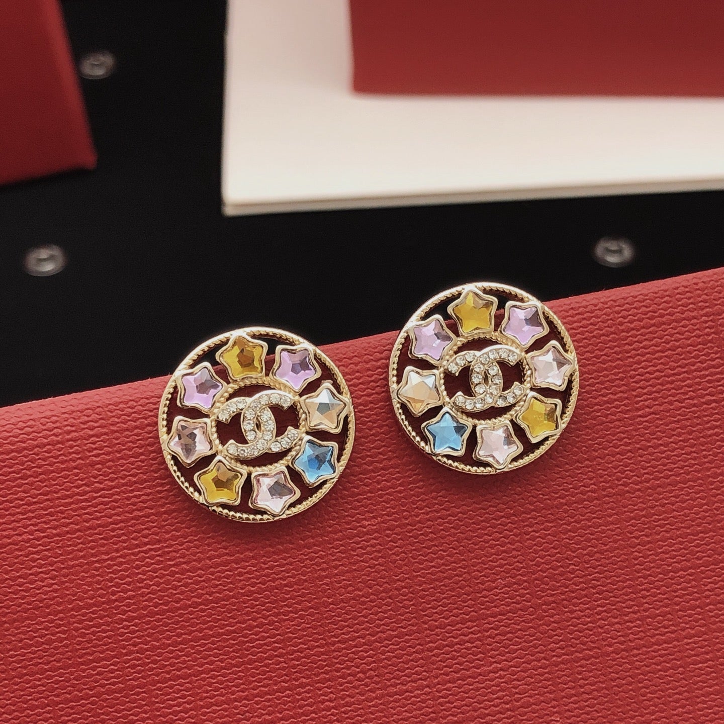 Star Crystal-Accent Stud Earrings detail view