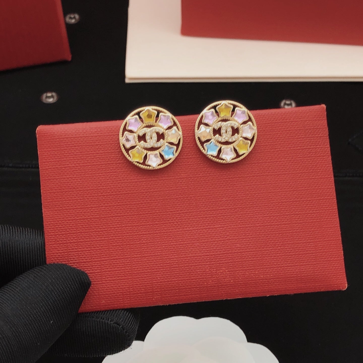 Star Crystal-Accent Stud Earrings side detail