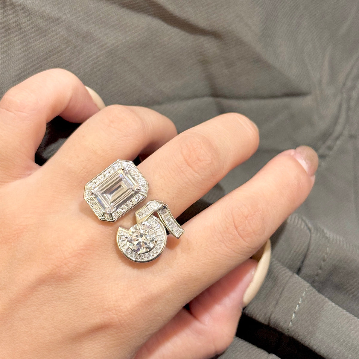Signature Emblem Statement Ring in Polished Metal-Tone – Design 033 close-up detail
