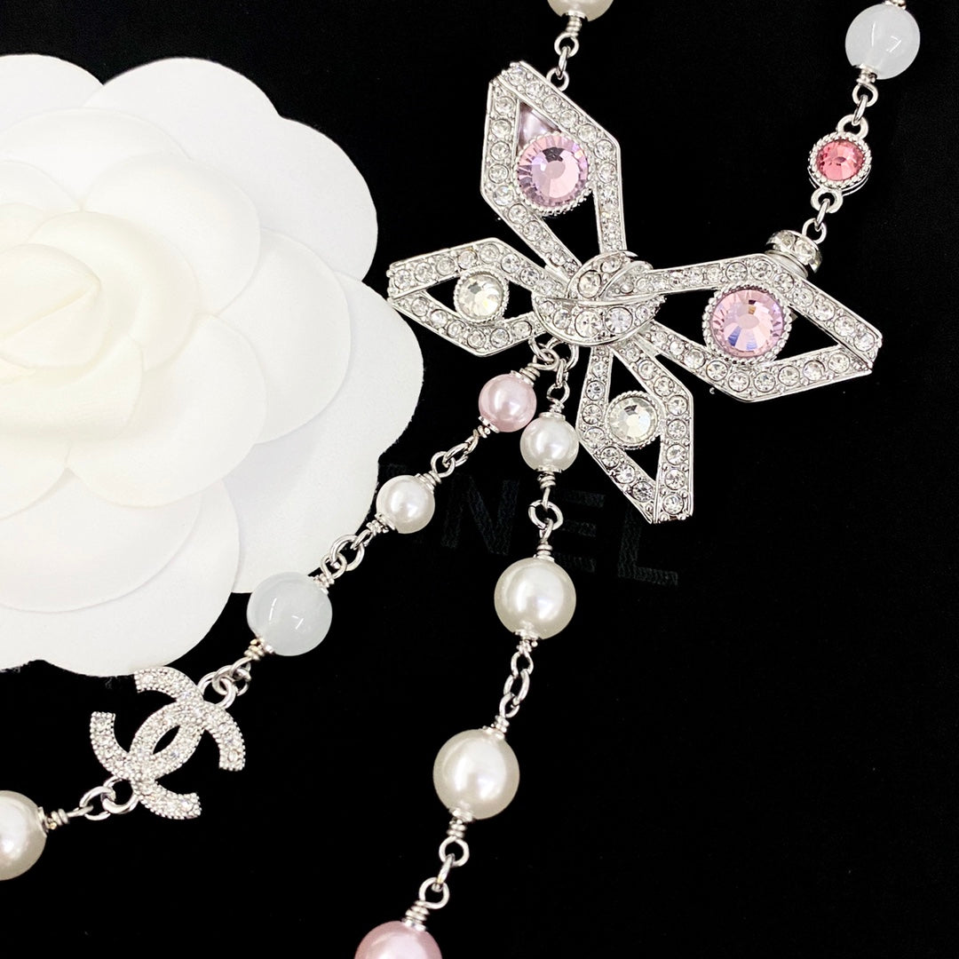 Butterfly Pearl-Detail Pendant Necklace detail view