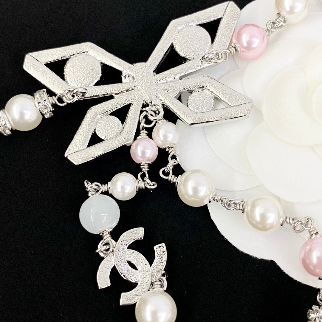 Butterfly Pearl-Detail Pendant Necklace close-up detail