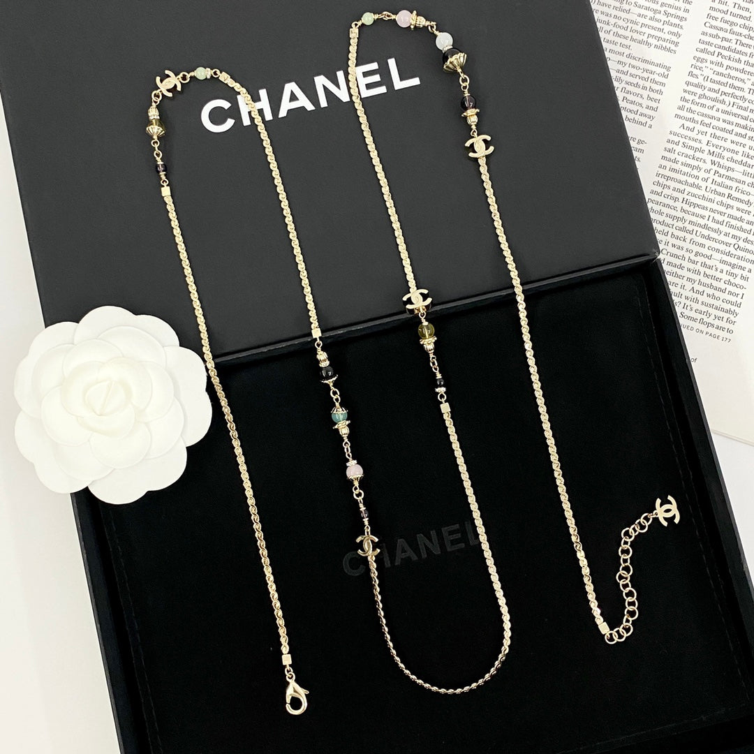 Double-C Emblem Crystal-Accent Pendant Necklace – Design 041 front product view