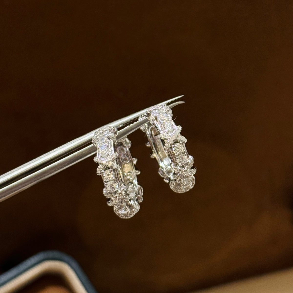 Signature Emblem Crystal-Accent Stud Earrings – Design 024 front product view