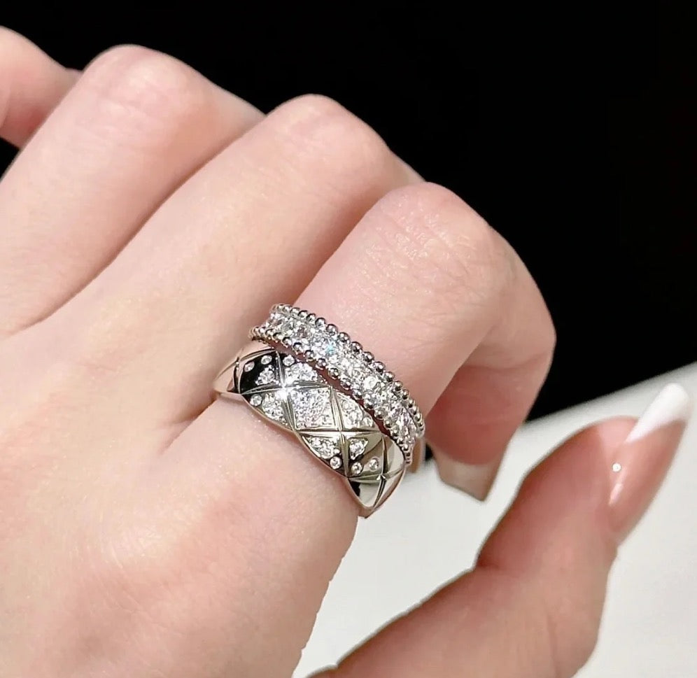 Signature Emblem Statement Ring in Gold-Tone – Design 009 detail view