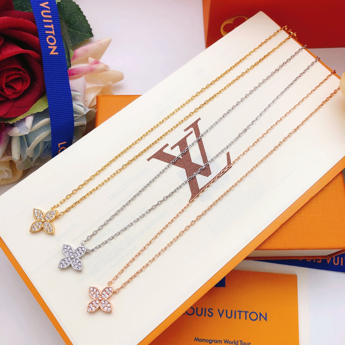 Geometric Emblem Pendant Necklace in Rose-Gold-Tone – Rose Gold Detail – Design 008 main product view