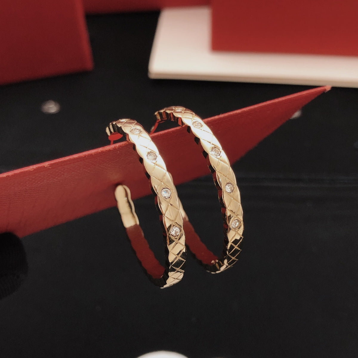 Moon Statement Earrings in Gold-Tone – Design 002 side detail