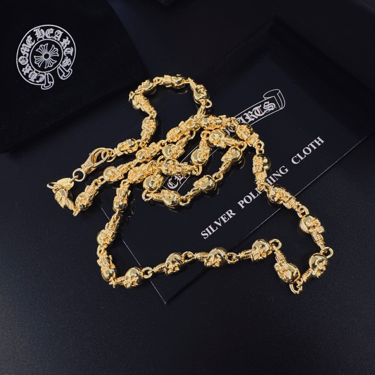 Signature Emblem Pendant Necklace in Gold-Tone – Design 008 front product view