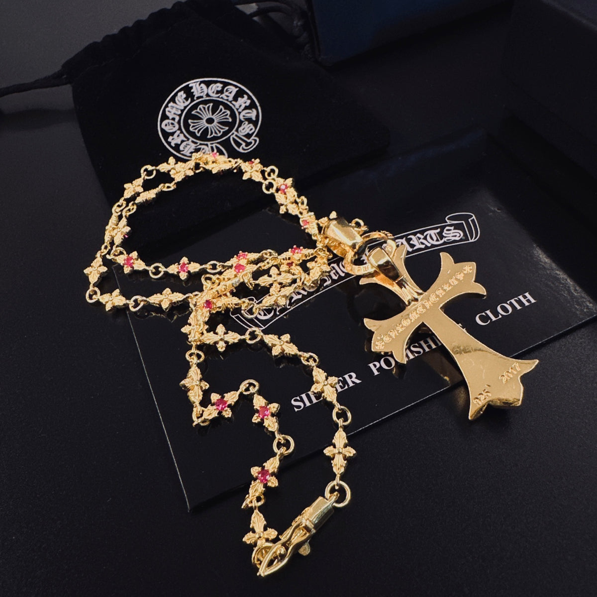 Signature Emblem Pendant Necklace in Polished Metal-Tone – Design 013 styled product view