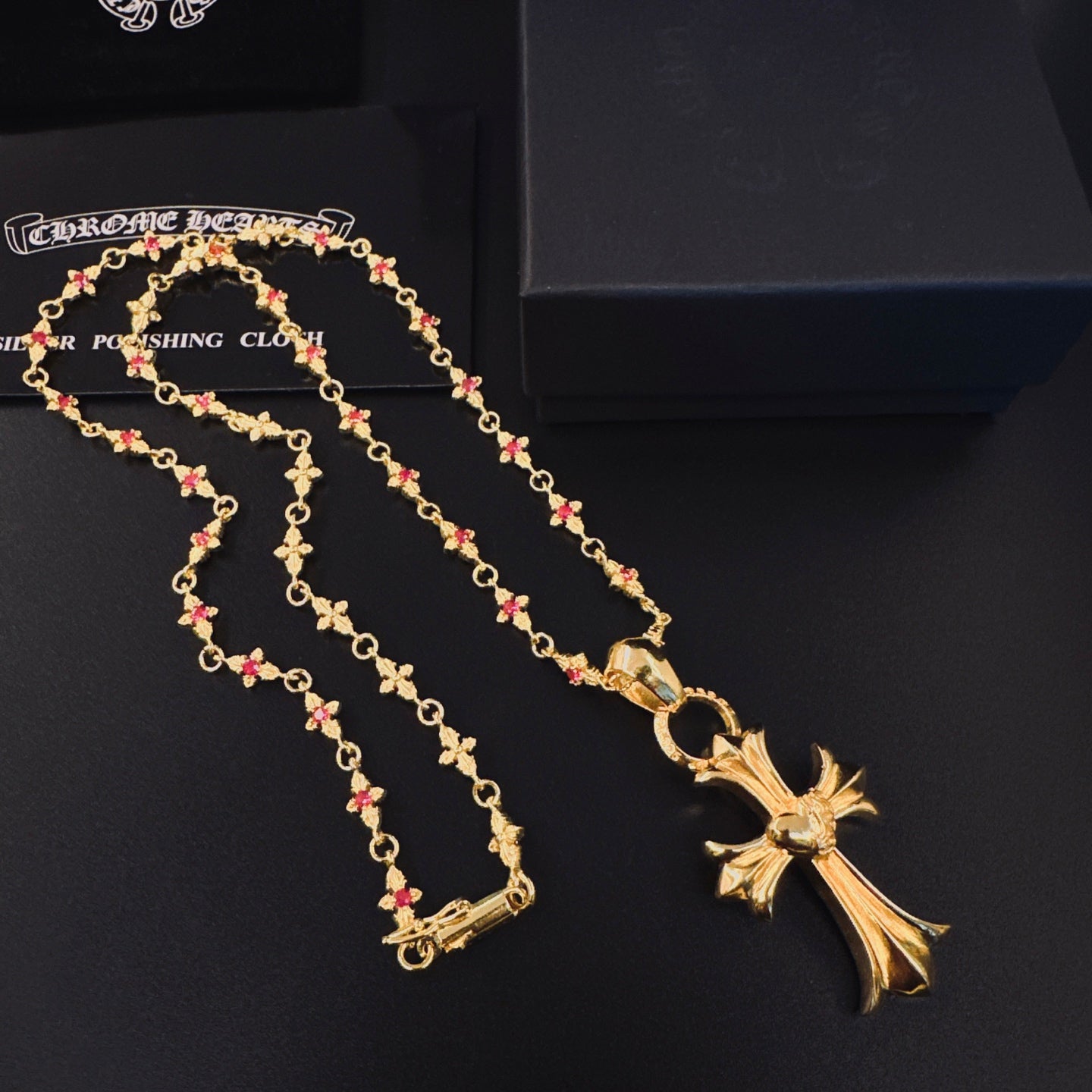 Signature Emblem Pendant Necklace in Polished Metal-Tone – Design 013 close-up detail
