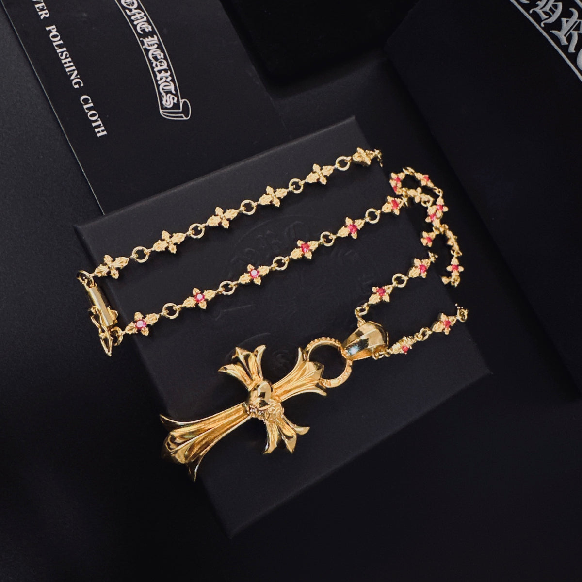 Signature Emblem Pendant Necklace in Polished Metal-Tone – Design 013 front product view