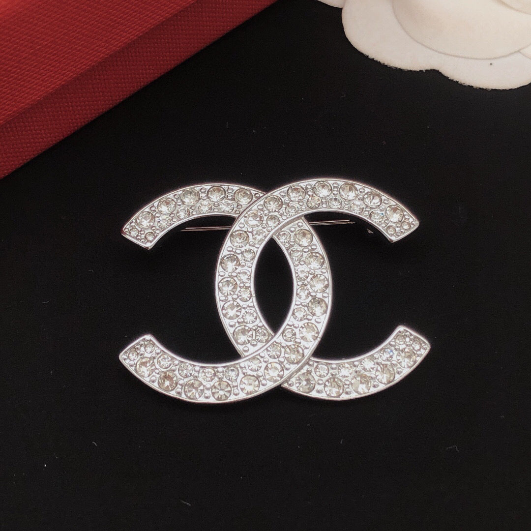 Signature Emblem Brooch in Silver-Tone – Design 002 front product view