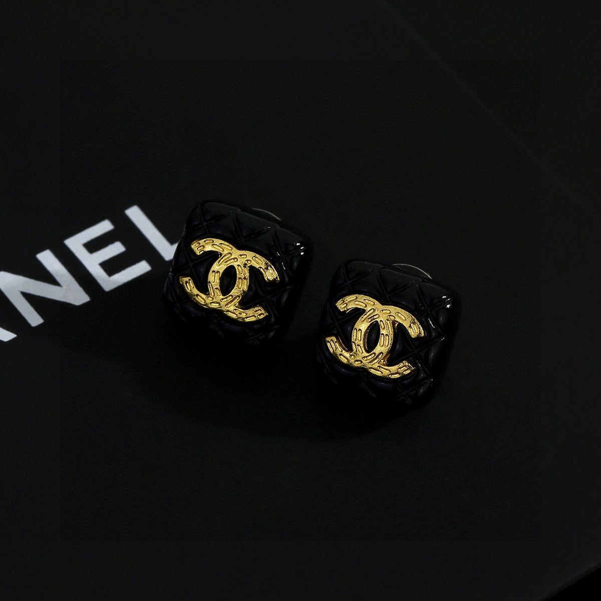 Square Stud Earrings in Gold-Tone – Design 004 detail view
