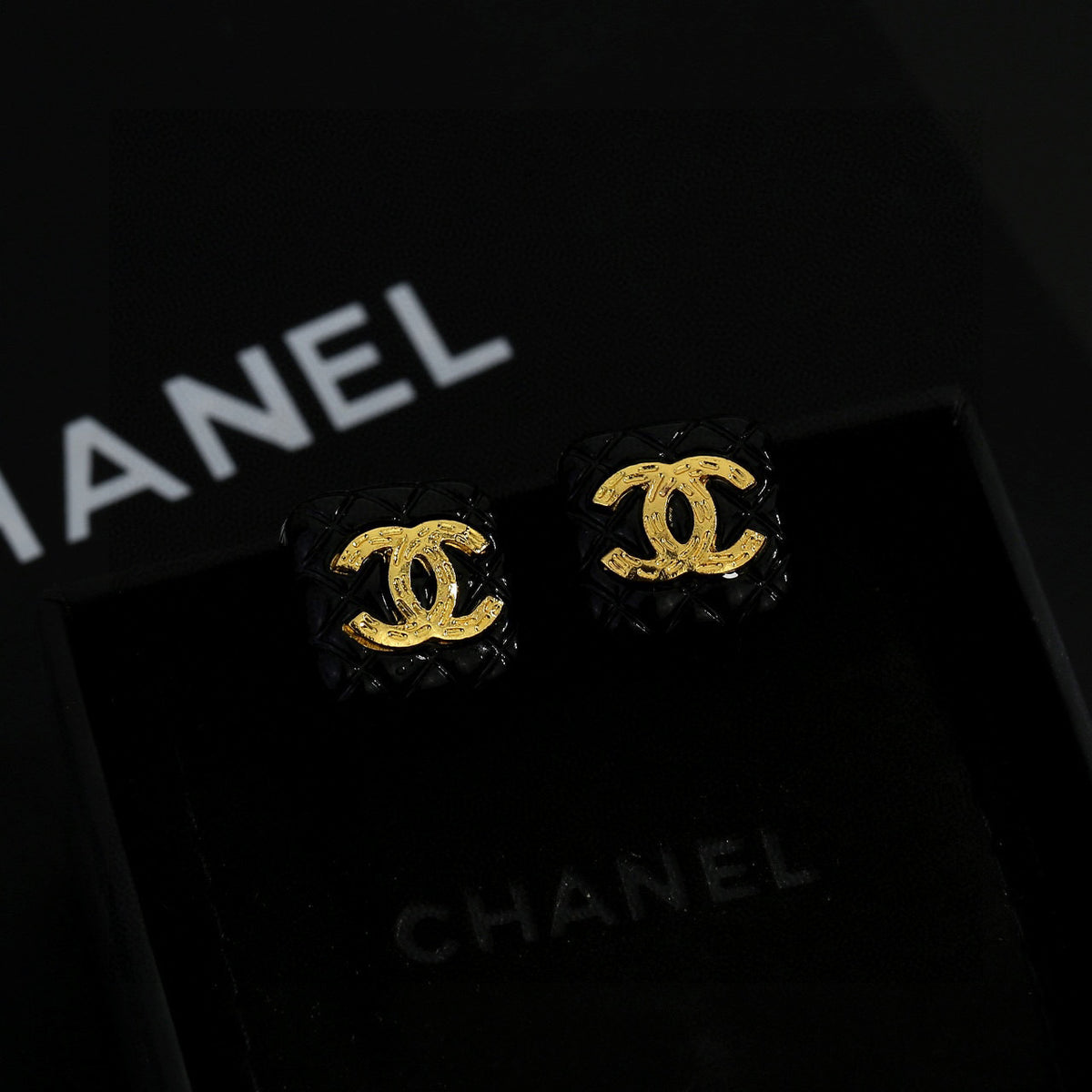 Square Stud Earrings in Gold-Tone – Design 004 styled product view