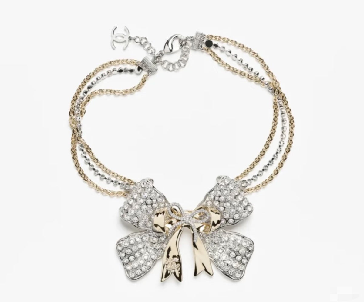 Bow Crystal-Accent Pendant Necklace – Design 002 main product view