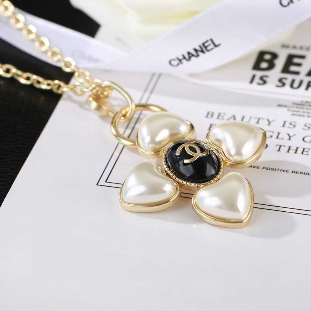 Signature Emblem Pendant Necklace in Gold-Tone – Design 052 detail view