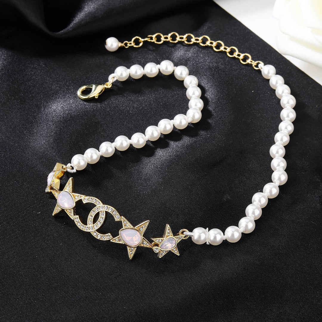 Double-C Emblem Pendant Necklace in Gold-Tone – Design 017 main product view