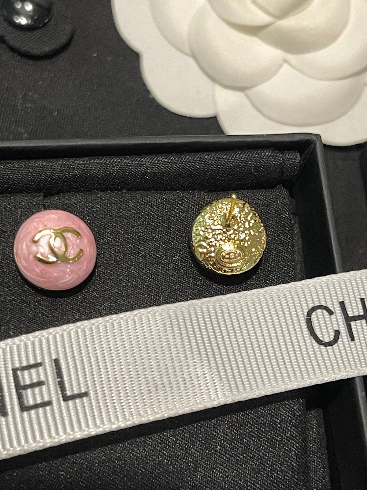 Round Stud Earrings in Polished Metal-Tone – Design 003 front product view