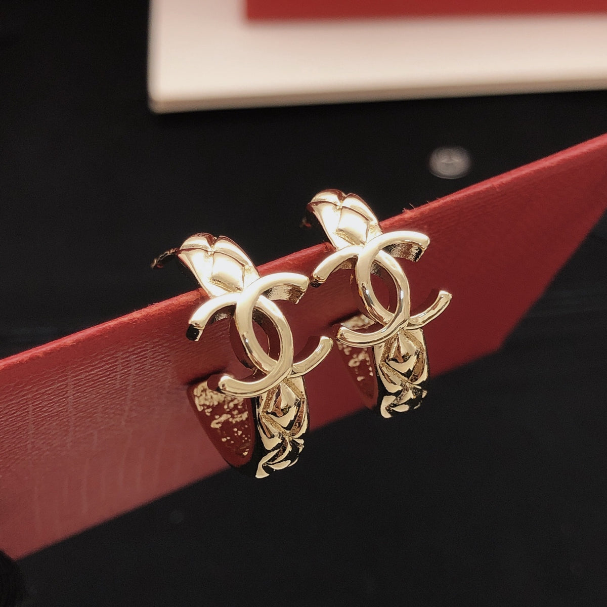 Signature Emblem Statement Earrings in Gold-Tone – Design 020 main product view