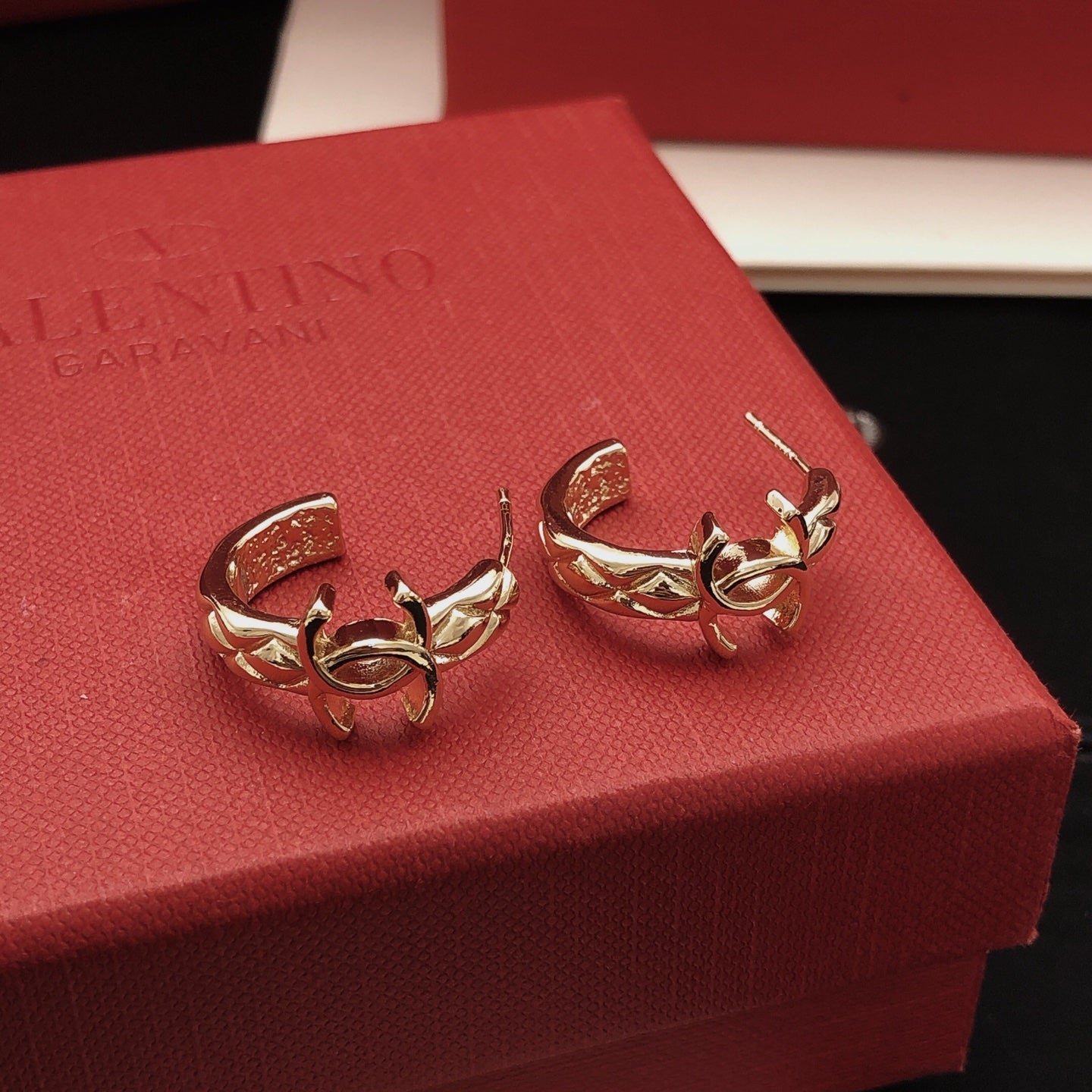 Signature Emblem Statement Earrings in Gold-Tone – Design 020 side detail
