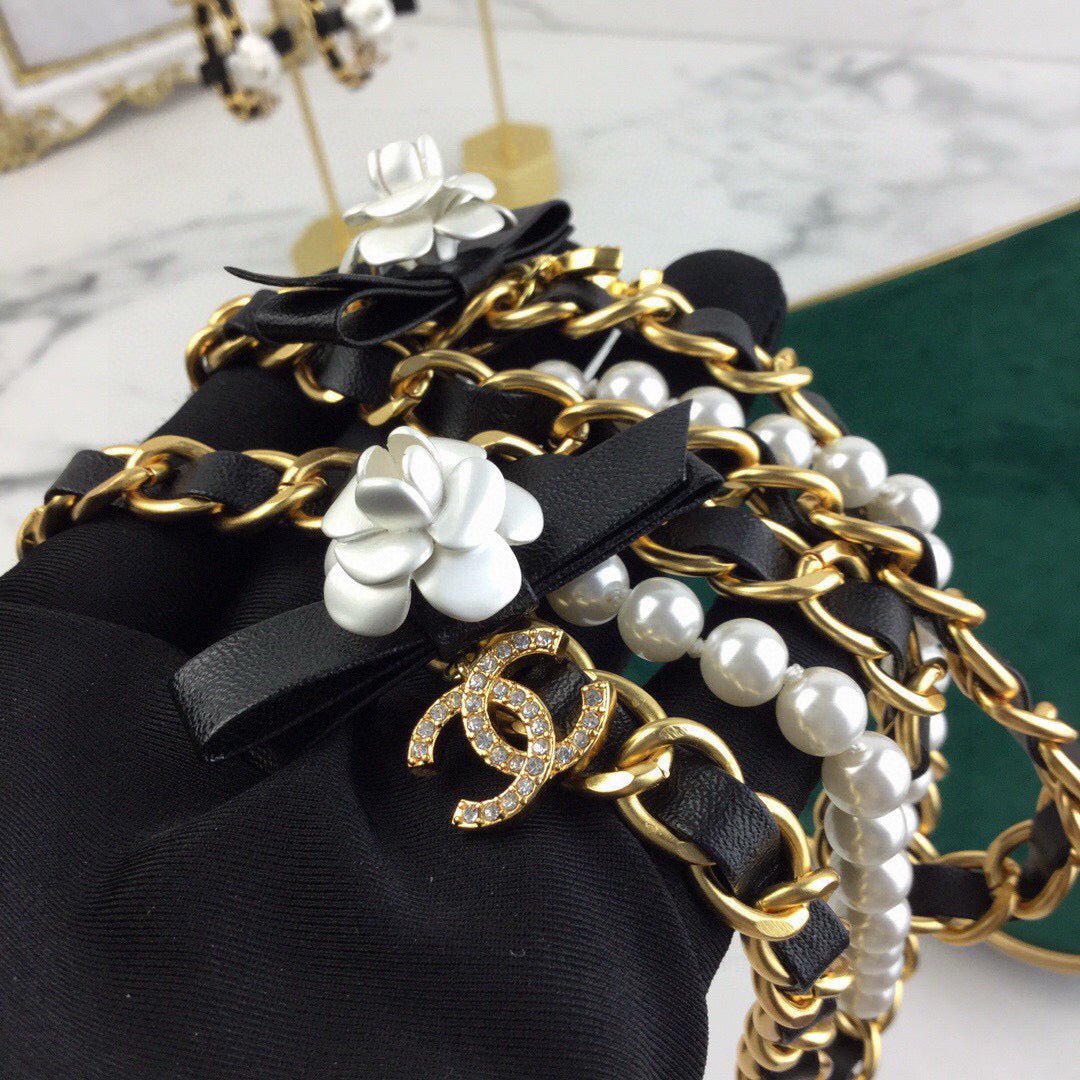 Camellia Jewelry Accessory in Gold-Tone – Camellia Detail – Design 003 close-up detail
