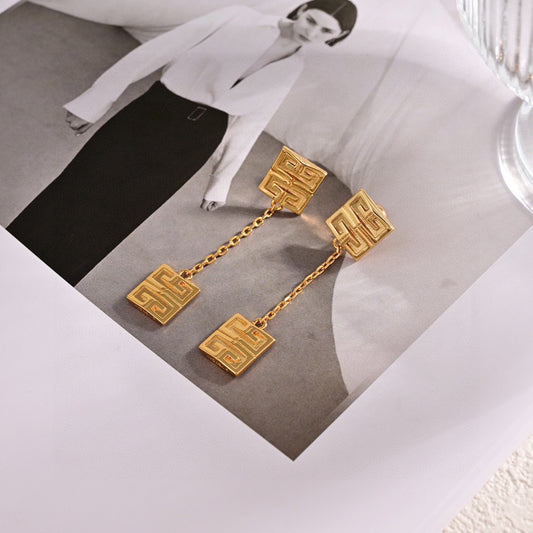 Signature Emblem Stud Earrings in Polished Metal-Tone – Design 009 main product view