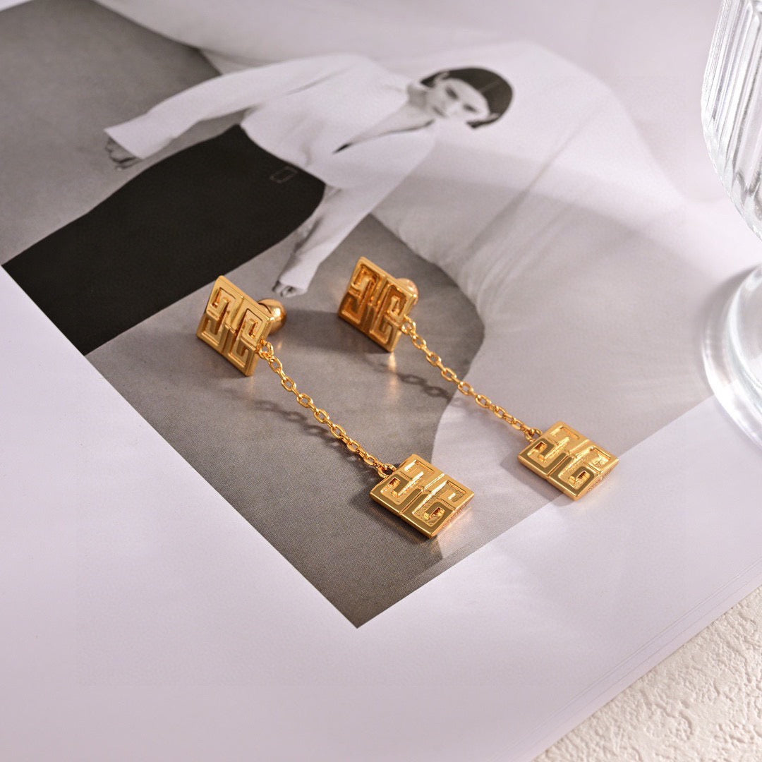 Signature Emblem Stud Earrings in Polished Metal-Tone – Design 009 detail view