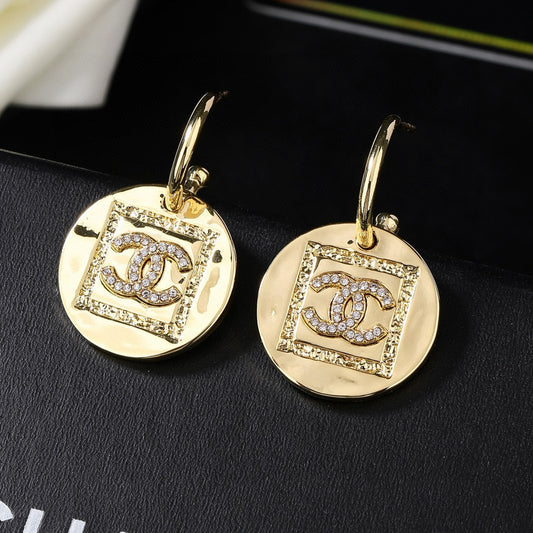 Signature Emblem Statement Earrings in Gold-Tone – Design 004 main product view