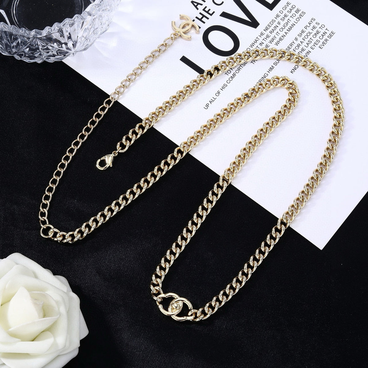 Signature Emblem Jewelry Accessory in Polished Metal-Tone – Design 009 styled product view