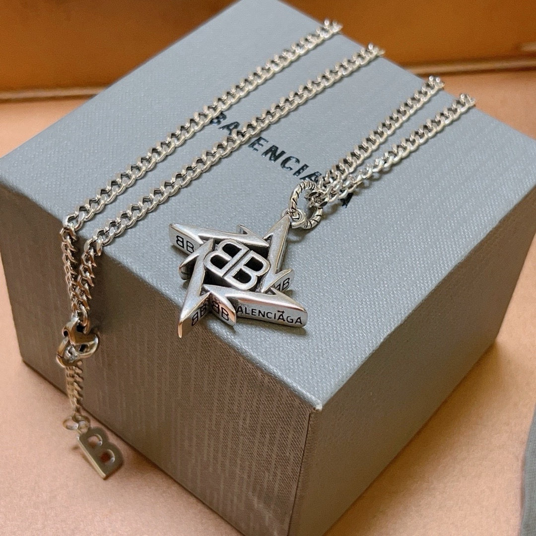 Geometric Emblem Pendant Necklace in Polished Metal-Tone – Vintage Detail – Design 033 front product view