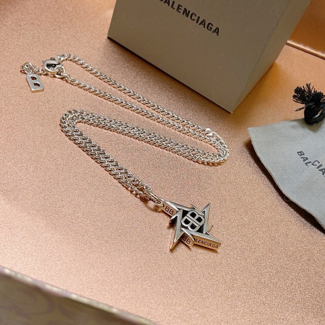 Geometric Emblem Pendant Necklace in Polished Metal-Tone – Vintage Detail – Design 053 main product view