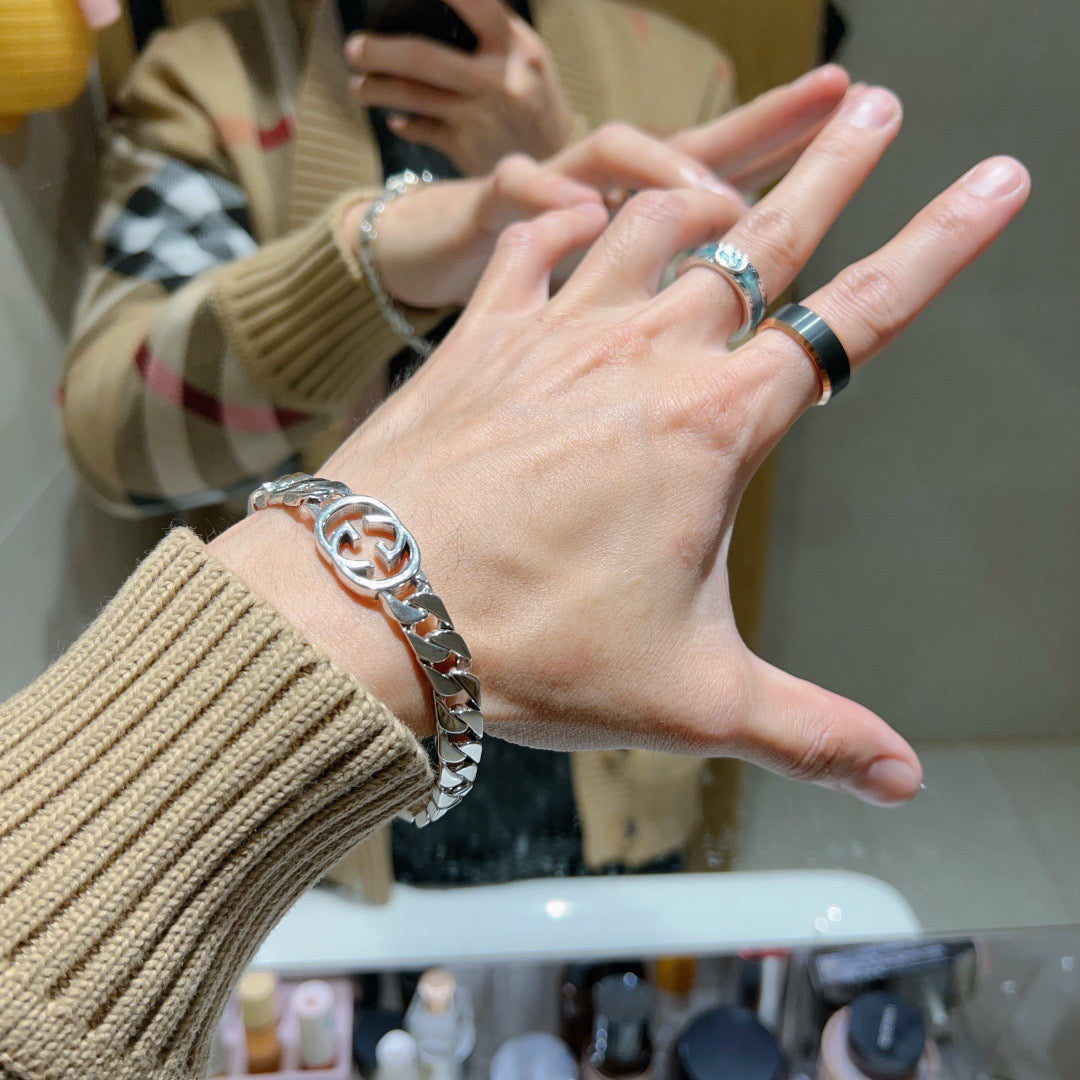 Floral Bracelet in Polished Metal-Tone – Design 009 styled product view