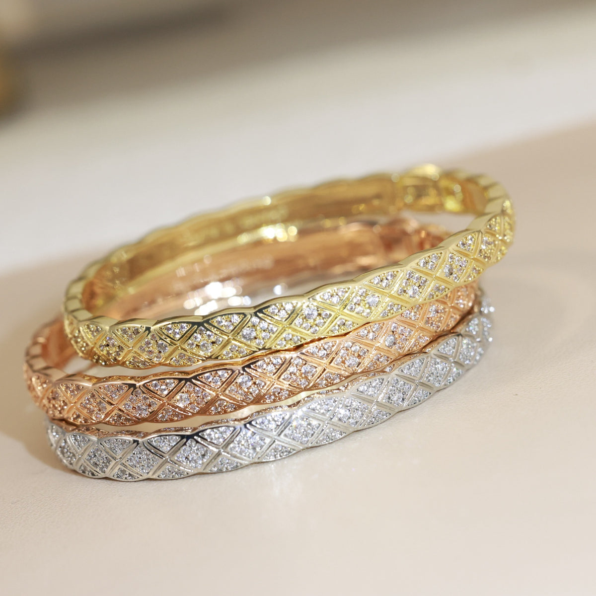 Double-C Emblem Bangle in Silver-Tone detail view