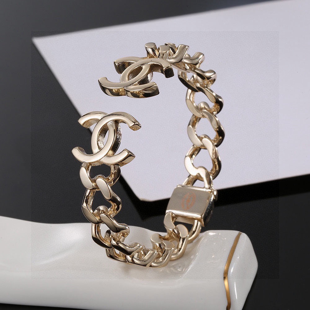 Signature Emblem Bangle in Polished Metal-Tone – Design 016 side detail