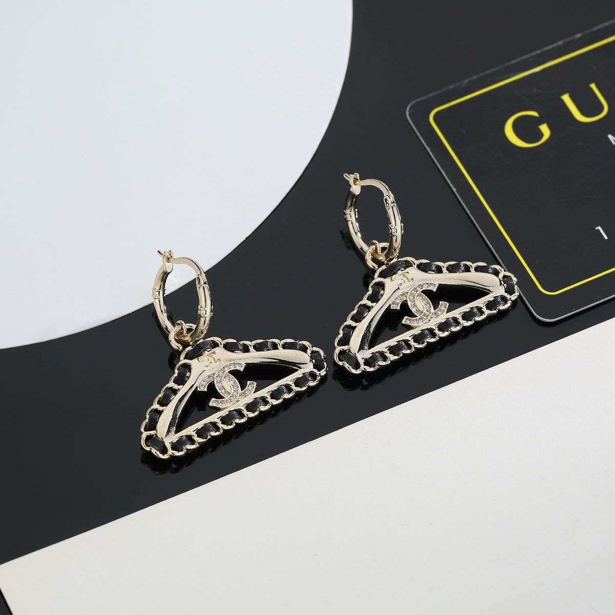 Signature Emblem Stud Earrings in Gold-Tone – Design 020 side detail